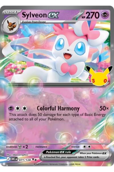 Sylveon ex, nummer 71/128, Double Rare fra sættet 30th Celebration