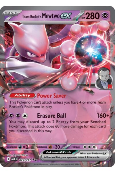 Team Rocket's Mewtwo ex, 79/217, Double Rare fra Ascended Heroes