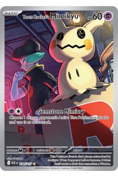 Team Rocket's Mimikyu, 238/217, Illustration Rare fra Ascended Heroes, illustreret af GOSSAN