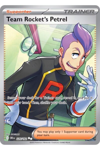 Team Rocket's Petrel 226/182 Ultra Rare Supporter-kort fra Destined Rivals