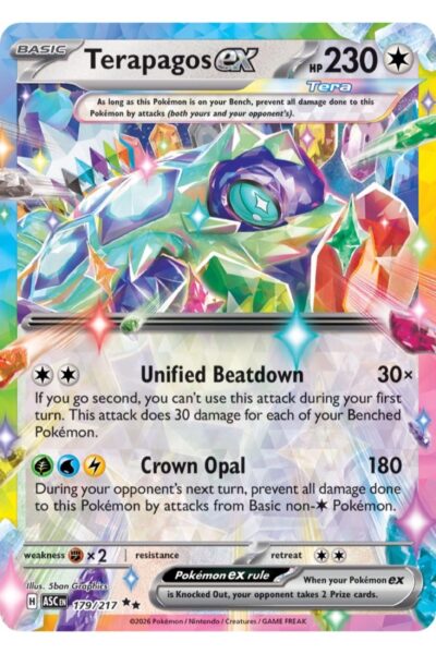 Terapagos ex kort fra Ascended Heroes, nummer 179/217, med illustration af 5ban Graphics