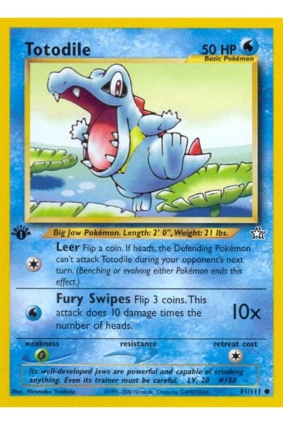 Totodile 81/111 Common fra Neo Genesis, Basic Water-kort med illustration af Hironobu Yoshida