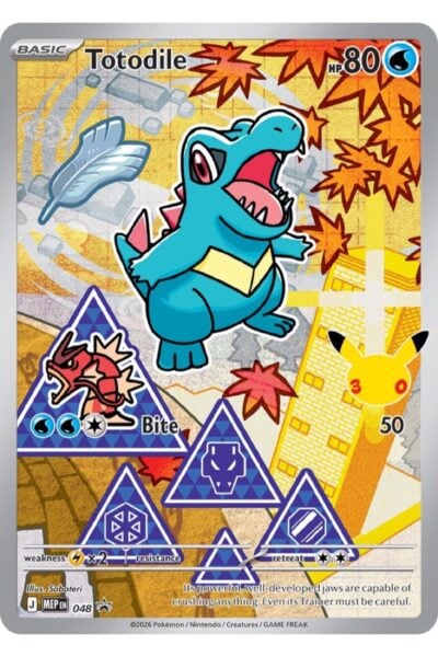 Totodile 48/Promo fra Mega Evolution Black Star Promos, illustreret af Saboteri