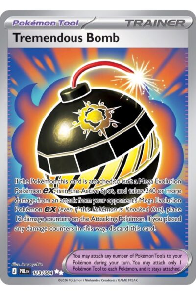 Tremendous Bomb 113/84 Ultra Rare Pokémon Tool-kort fra Pitch Black