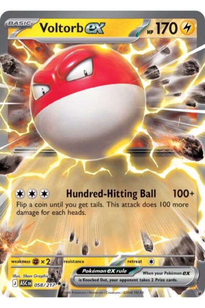 Voltorb ex 58/217 Double Rare fra Ascended Heroes, Pokémon TCG