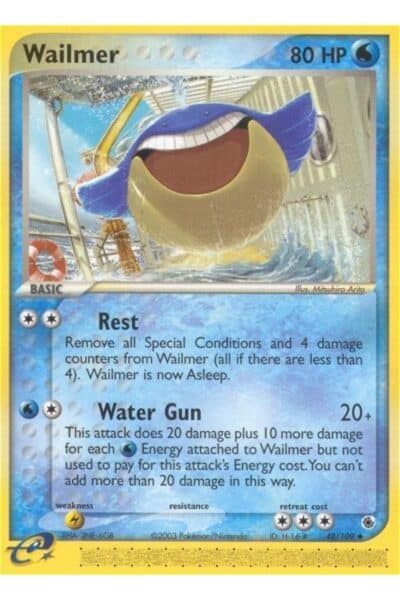 Wailmer 48/109 Pokémon-kort fra Ruby & Sapphire, illustreret af Mitsuhiro Arita