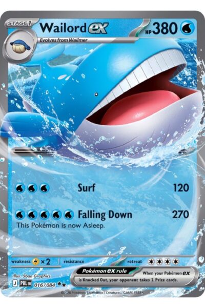 Wailord ex 16/84 fra Pitch Black, Double Rare med illustration af 5ban Graphics