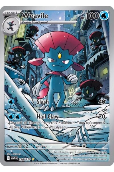 Weavile Illustration Rare 228/217 fra Ascended Heroes, illustreret af Uninori