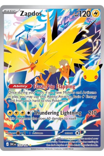 Zapdos 133/128 Illustration Rare fra 30th Celebration