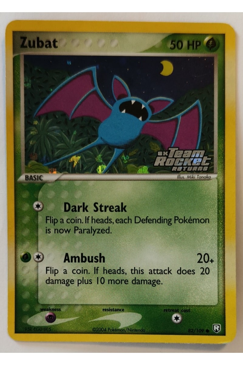 Zubat, 82/109, Common-kort fra Team Rocket Returns, illustreret af Miki Tanaka