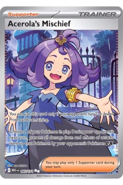 Acerola's Mischief 165/132, Ultra Rare Supporter-kort fra Mega Evolution