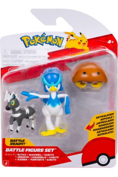 Blitzle, Kabuto og Quaxwell Battle Figurer – tre figurer i emballage