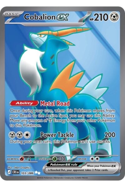 Cobalion ex, Metal-type Pokémon-kort nummer 103/86 fra sættet Chaos Rising