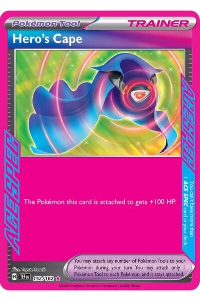 Hero's Cape, Pokémon Tool ACE SPEC Rare kort 152/162 fra Temporal Forces
