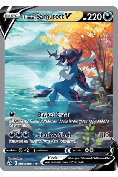 Hisuian Samurott V, GG51, Rare Holo V fra Crown Zenith Galarian Gallery, illustreret af kodama