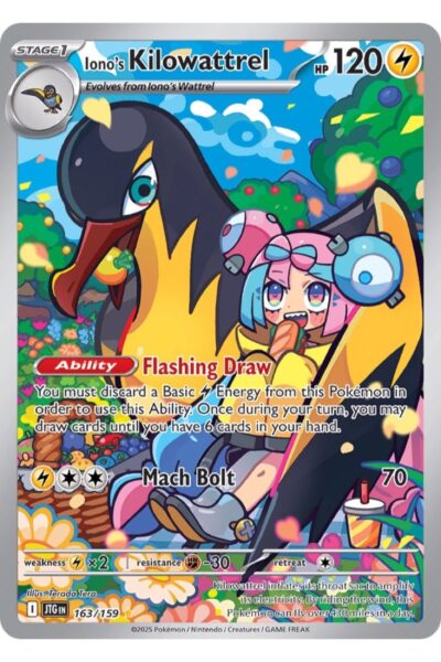 Iono's Kilowattrel 163/159 Illustration Rare fra Journey Together, Pokémon-kort med fuld-kunst illustration