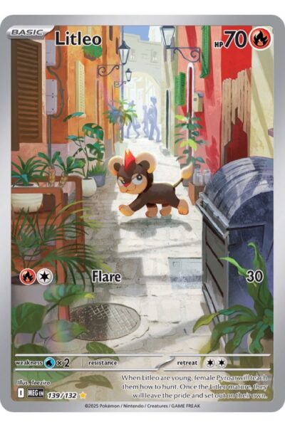 Litleo 139/132 Illustration Rare fra Mega Evolution, Pokémon TCG-kort
