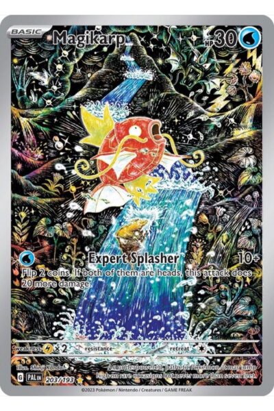 Magikarp 203/193 Illustration Rare fra Paldea Evolved, fuld-kunst illustration af Shinji Kanda