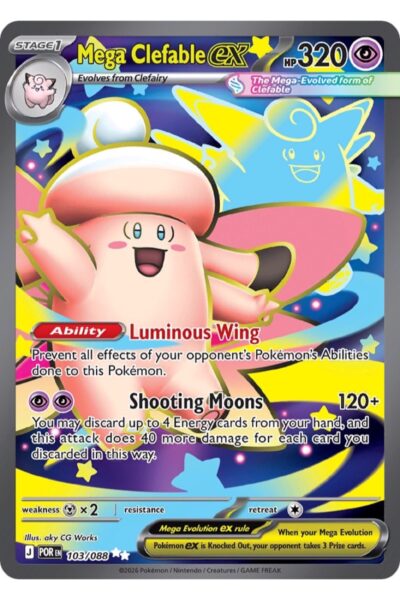 Mega Clefable ex, nummer 103/88, Ultra Rare fra sættet Perfect Order