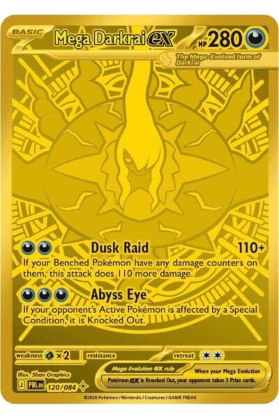 Mega Darkrai ex, nummer 120/84, Mega Hyper Rare fra Pitch Black, illustreret af 5ban Graphics
