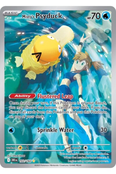 Misty's Psyduck 193/182 Illustration Rare fra Destined Rivals, illustreret af OKACHEKE