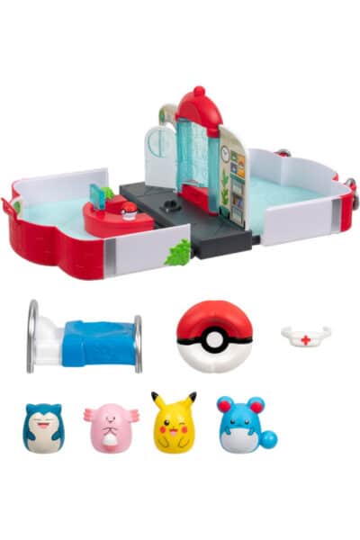 Pokémon Squishalongs Pokémon Center Legesæt – åbent legesæt med figurer og tilbehør