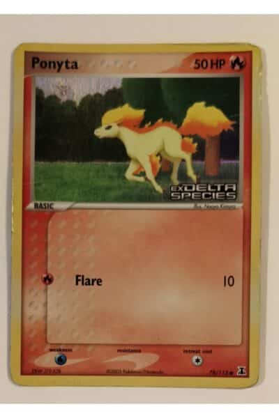 Ponyta 78/113 fra Delta Species, Fire-type Pokémon-kort illustreret af Naoyo Kimura