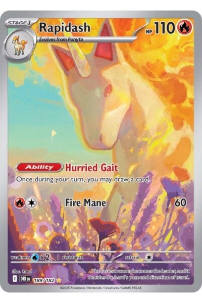 Rapidash 189/182 Illustration Rare fra Destined Rivals med illustration af Rond