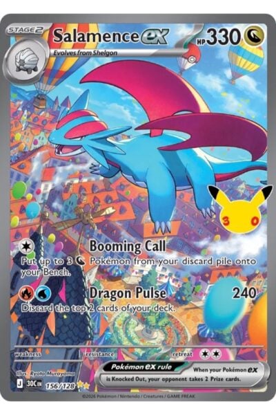 Salamence ex 156/128 Special Illustration Rare fra 30th Celebration, illustreret af Ryota Murayama