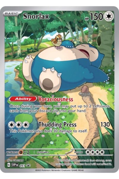 Snorlax Pokémon-kort nummer 51 fra Scarlet & Violet Black Star Promos