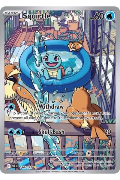 Squirtle 148/142 Illustration Rare fra Stellar Crown, fuld-kunst Pokémon-kort