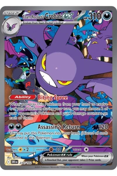 Team Rocket's Crobat ex, 234/182, Special Illustration Rare fra Destined Rivals
