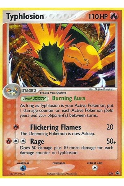 Typhlosion nummer 34 fra Nintendo Black Star Promos, illustreret af Hajime Kusajima
