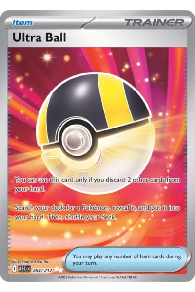 Ultra Ball, Trainer-kort nummer 264/217 i Ultra Rare fra sættet Ascended Heroes
