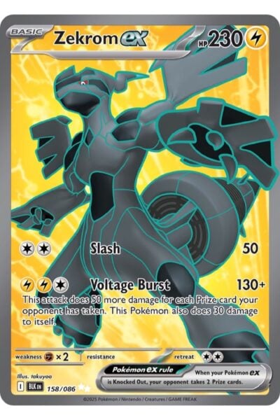 Zekrom ex, nummer 158/86, Ultra Rare fra Black Bolt, illustreret af takuyoa
