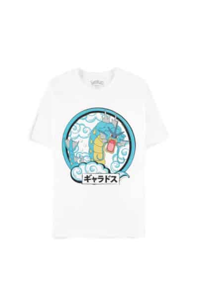 Hvid Gyarados T Shirt fra Difuzed med blåt Gyarados-motiv på forsiden