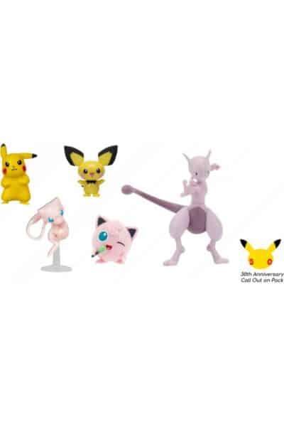 Pokémon Battle Figure 5-pak – Pikachu, Pichu, Mew, Jigglypuff og Mewtwo – 30th Anniversary