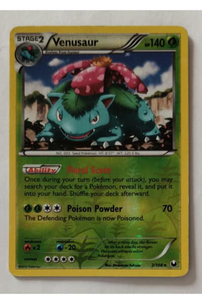Venusaur 3/108 Reverse Holo fra Dark Explorers, det konkrete Light Played-kort