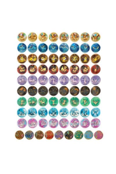 Mulige Eeveelution-badges i Terastal Gathering Badge Box – én tilfældig badge pr. boks