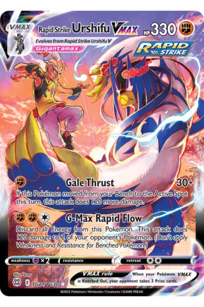 Rapid Strike Urshifu VMAX TG21/TG30 fra Brilliant Stars Trainer Gallery – officiel Scrydex-forside