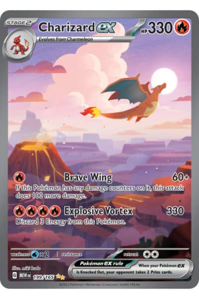 Charizard ex 199/165 Special Illustration Rare fra 151, illustreret af miki kudo