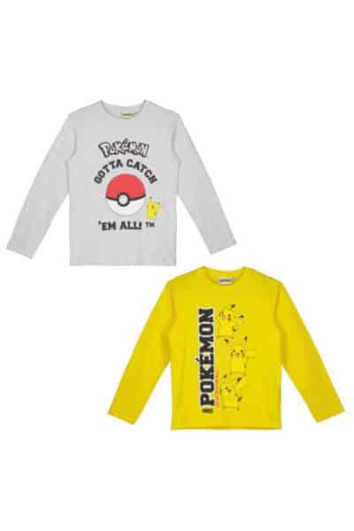Grå og gul langærmet Pikachu-bluse