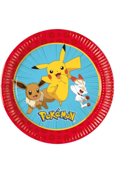 Pikachu og Eevee på Tallerkener med Pikachu & Eevee 20 cm